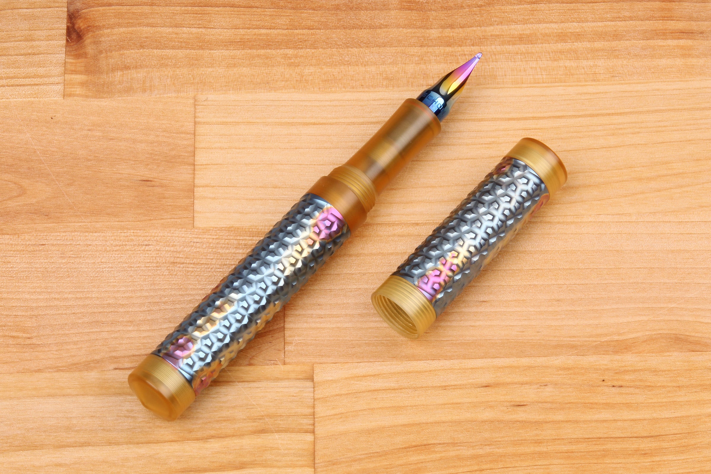 Faceted Titanium Shell Fountain Pen