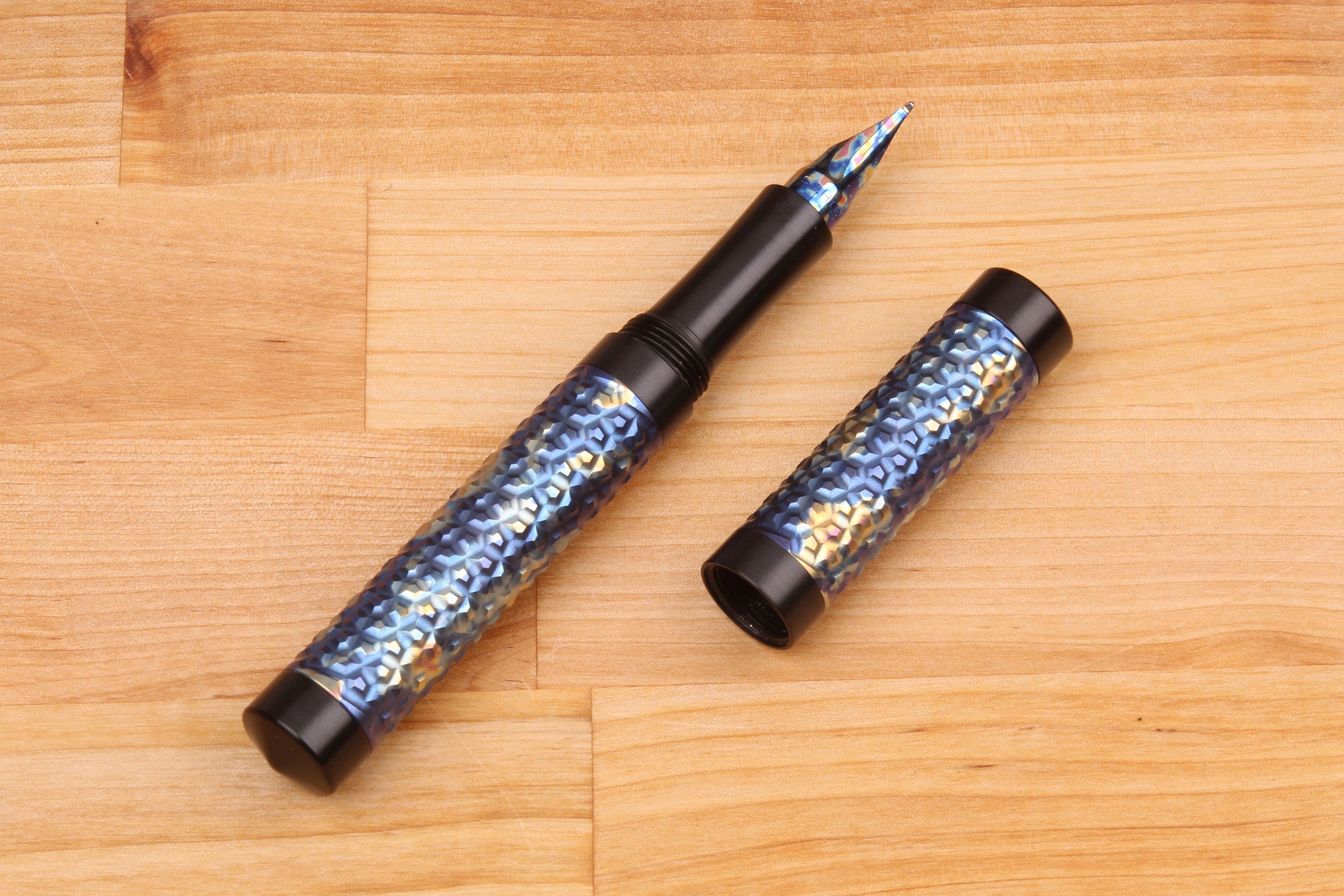 Faceted Titanium Shell Fountain Pen