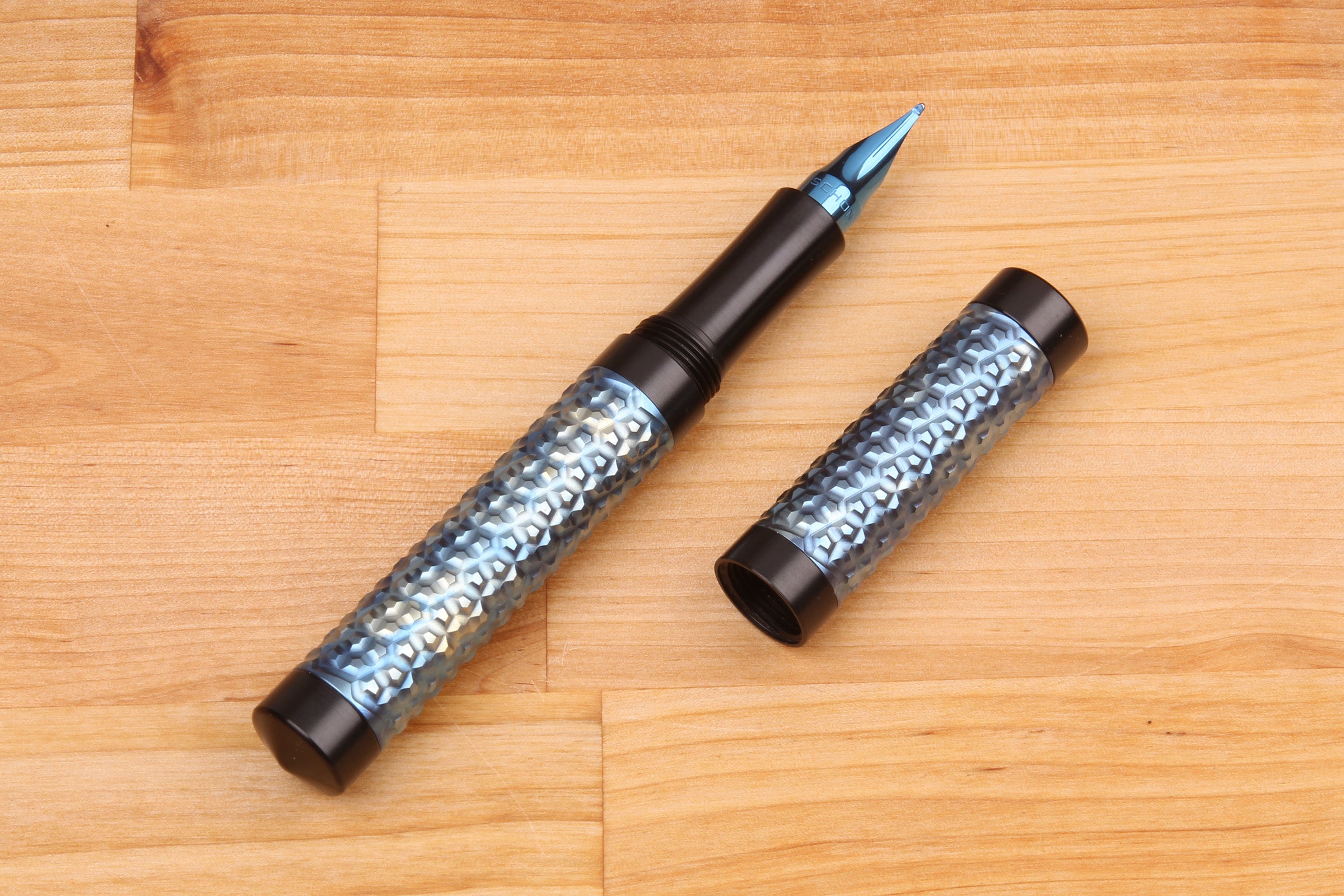 Faceted Titanium Shell Fountain Pen
