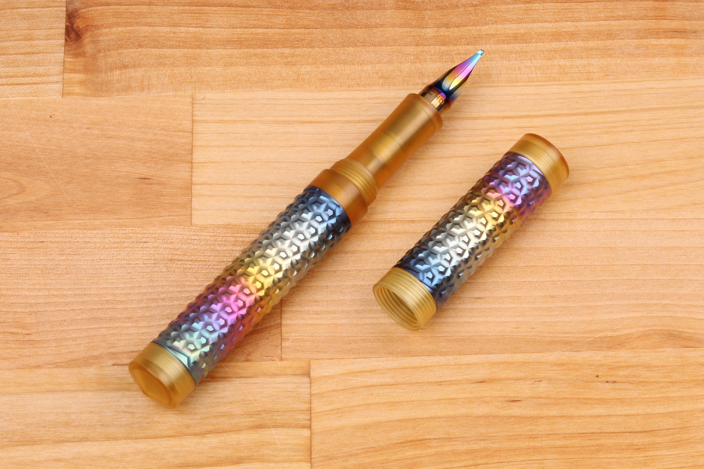 Faceted Titanium Shell Fountain Pen