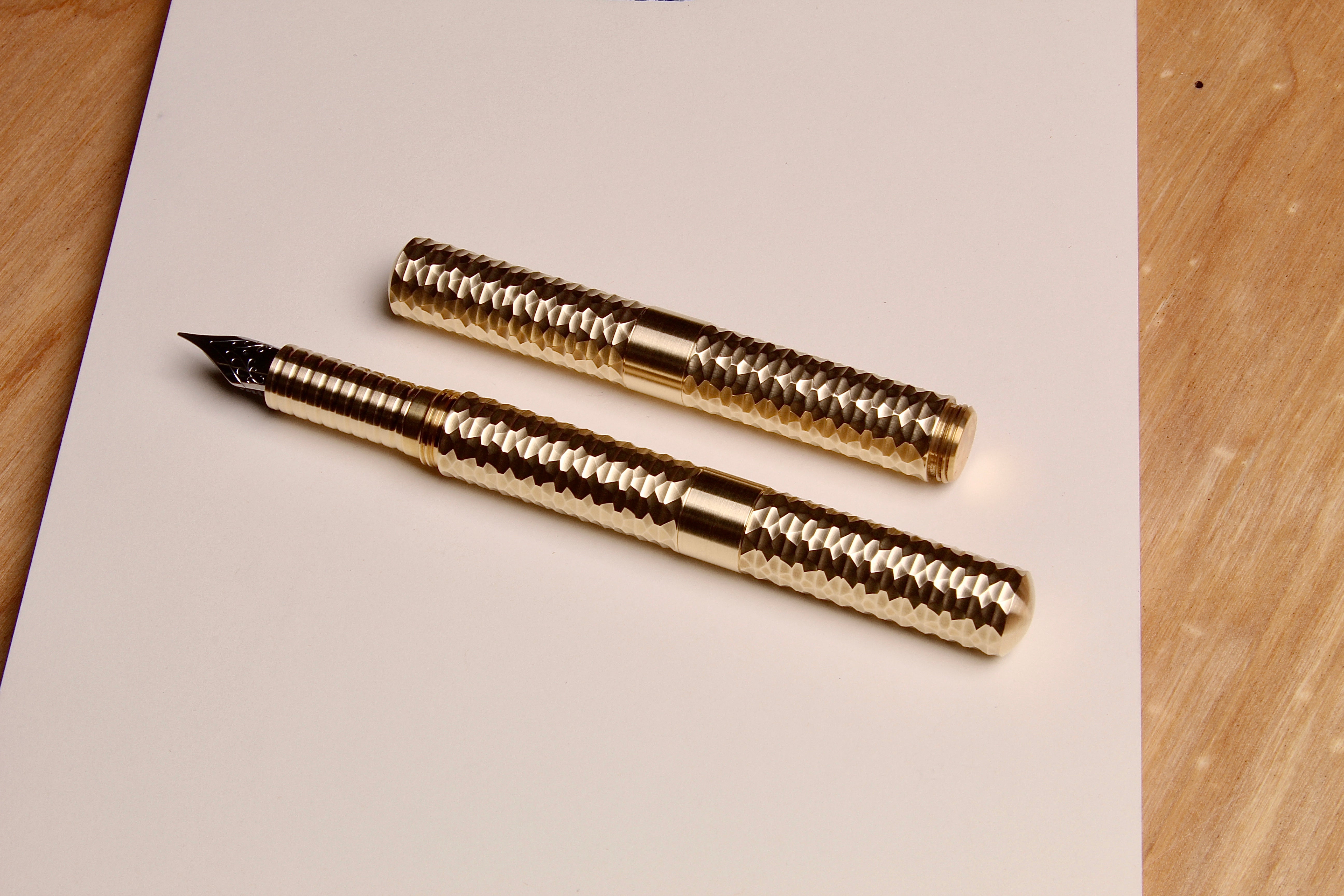 Solid Brass and Faceted Brass "Pocket Six" Fountain Pen