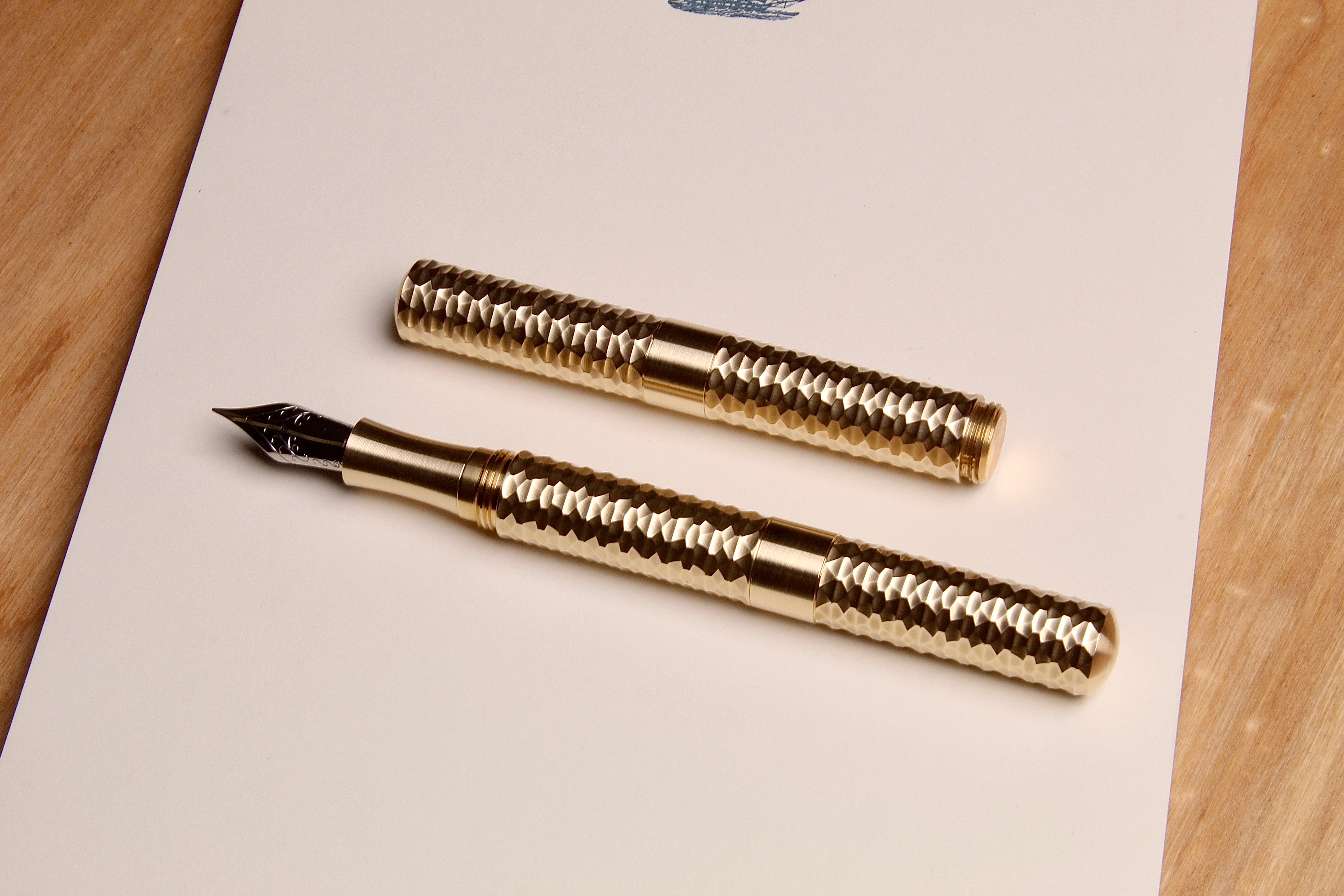 Solid Brass and Faceted Brass "Pocket Six" Fountain Pen