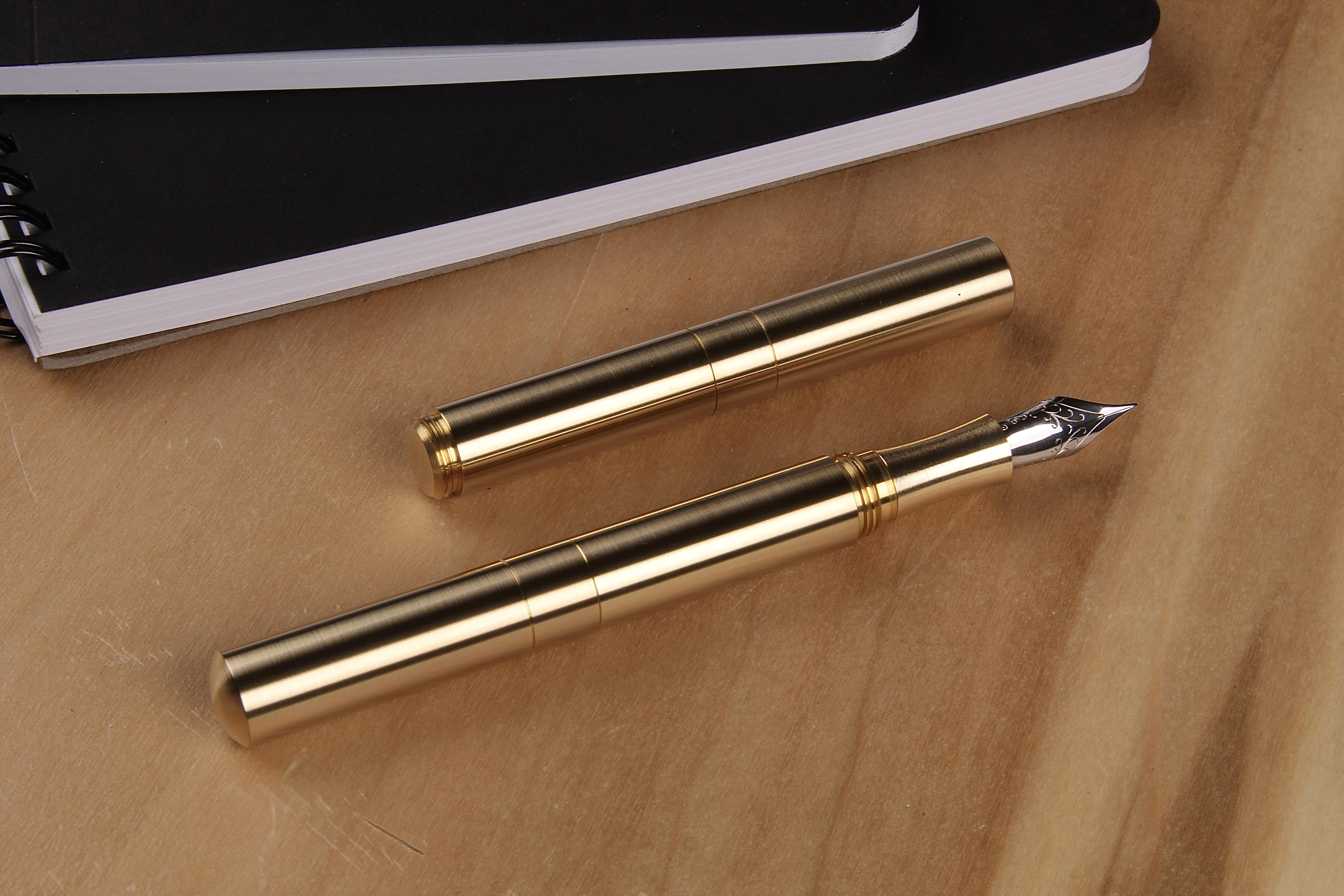 Solid Brass and Faceted Brass "Pocket Six" Fountain Pen