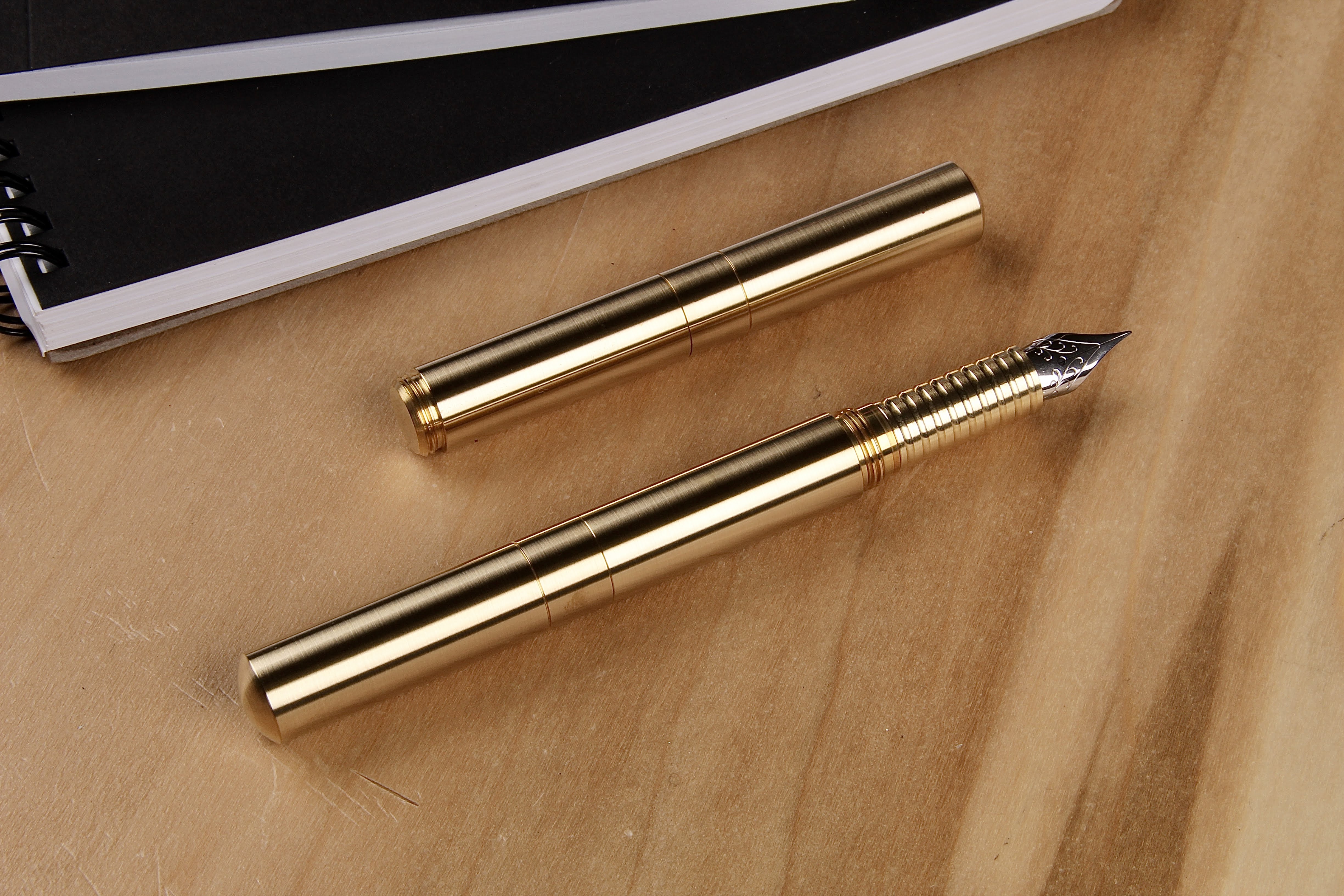 Solid Brass and Faceted Brass "Pocket Six" Fountain Pen