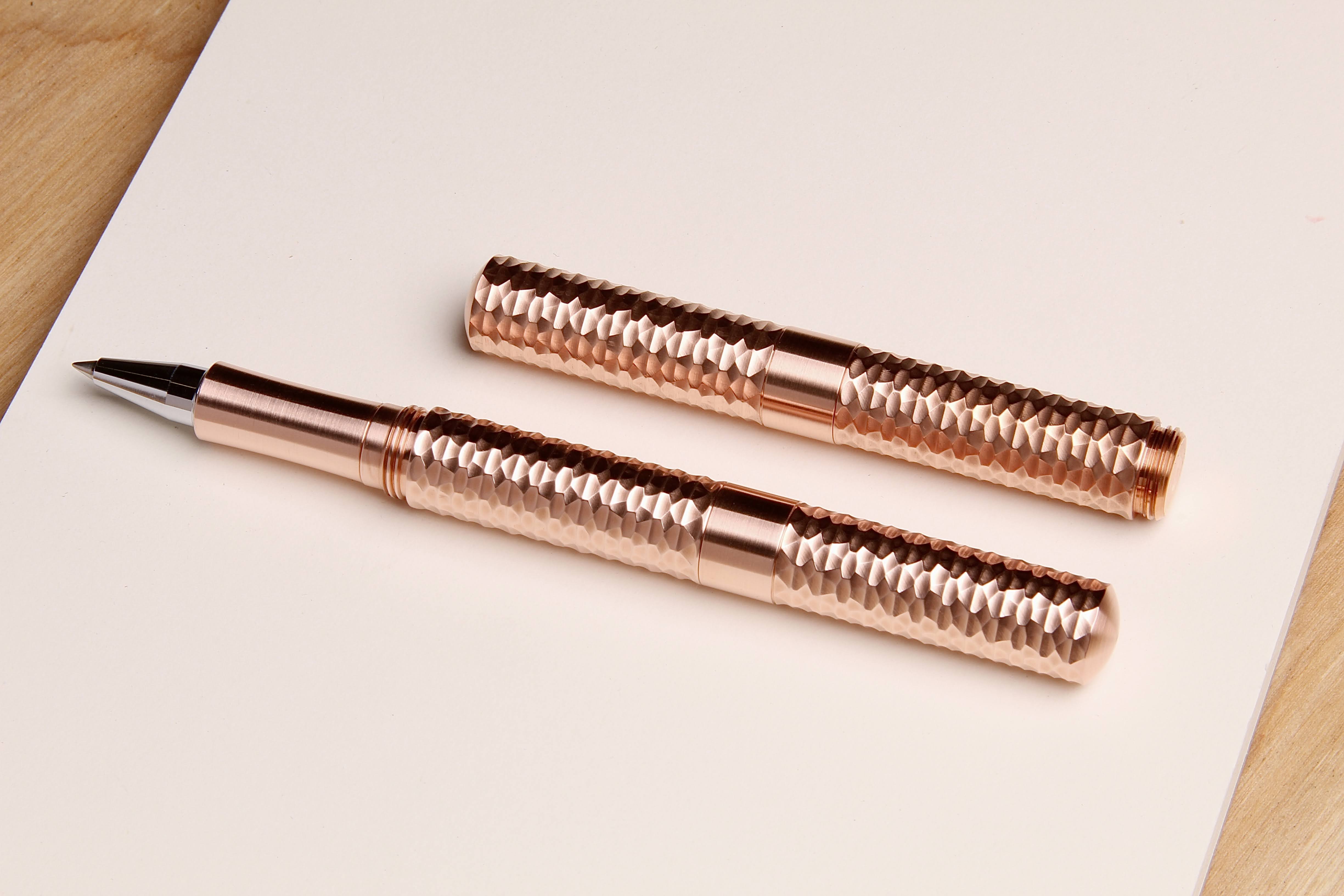 Solid Copper and Faceted Copper  "Pocket Six" Fountain Pen