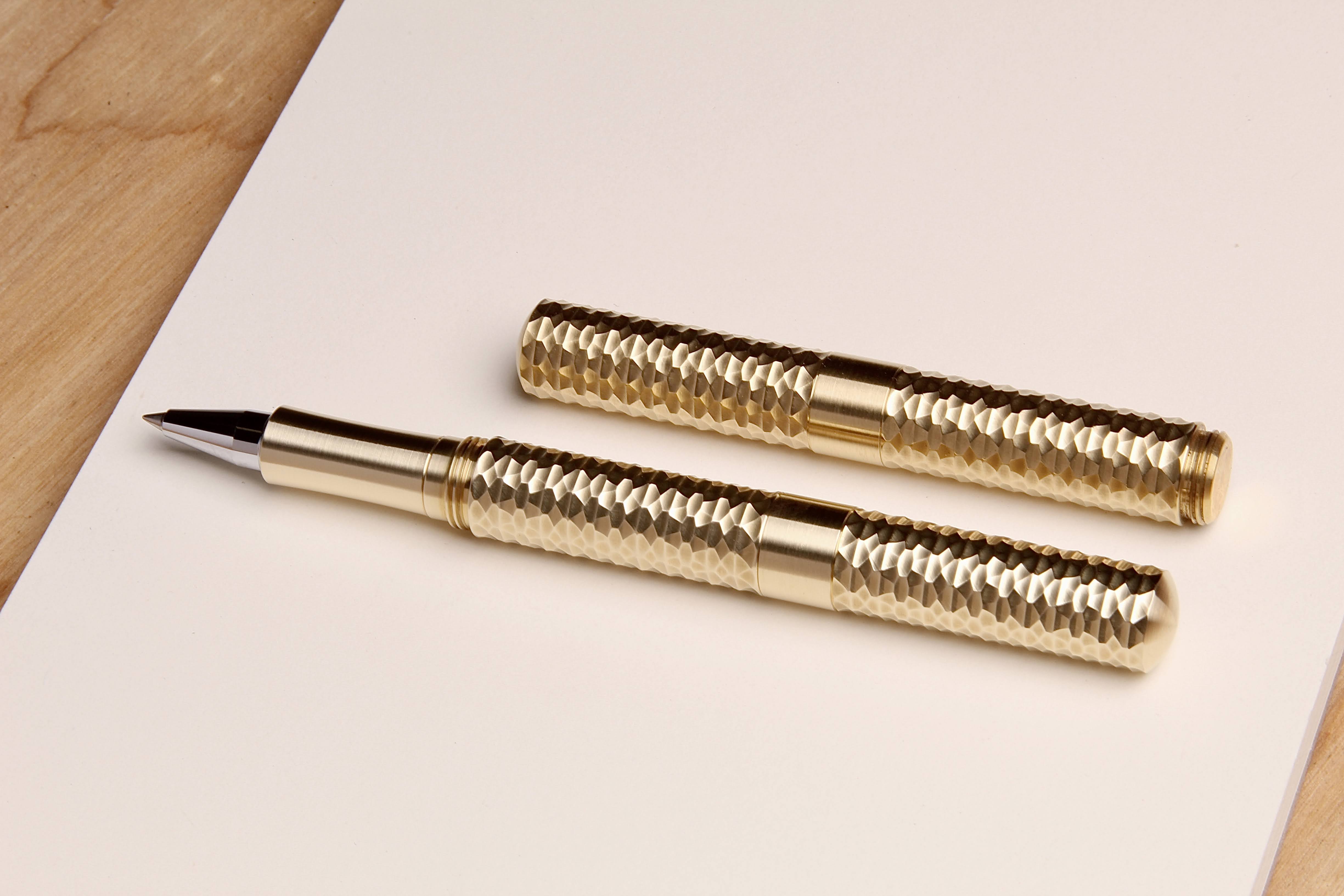 Solid Brass and Faceted Brass "Pocket Six" Fountain Pen