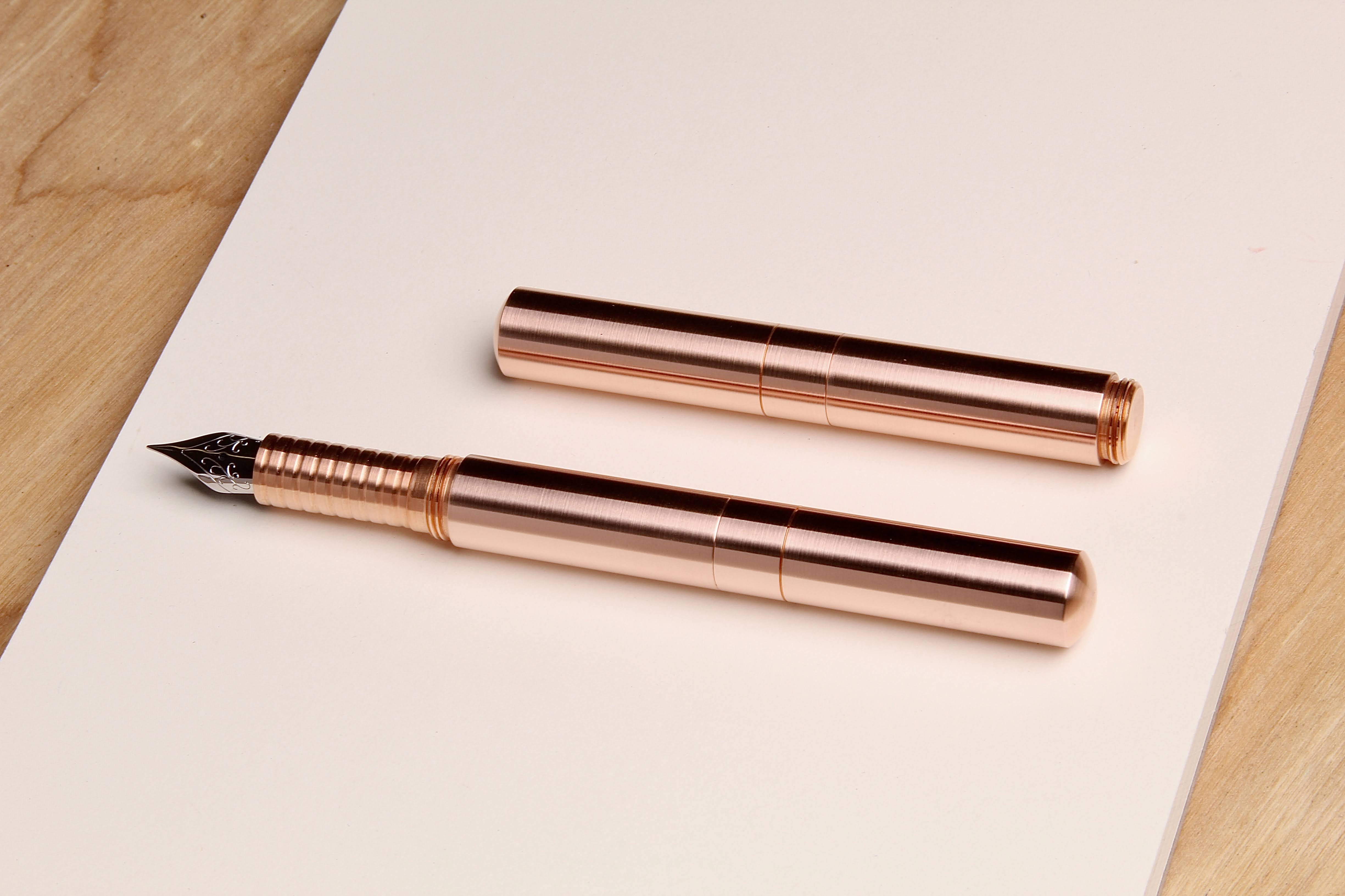 Solid Copper and Faceted Copper  "Pocket Six" Fountain Pen