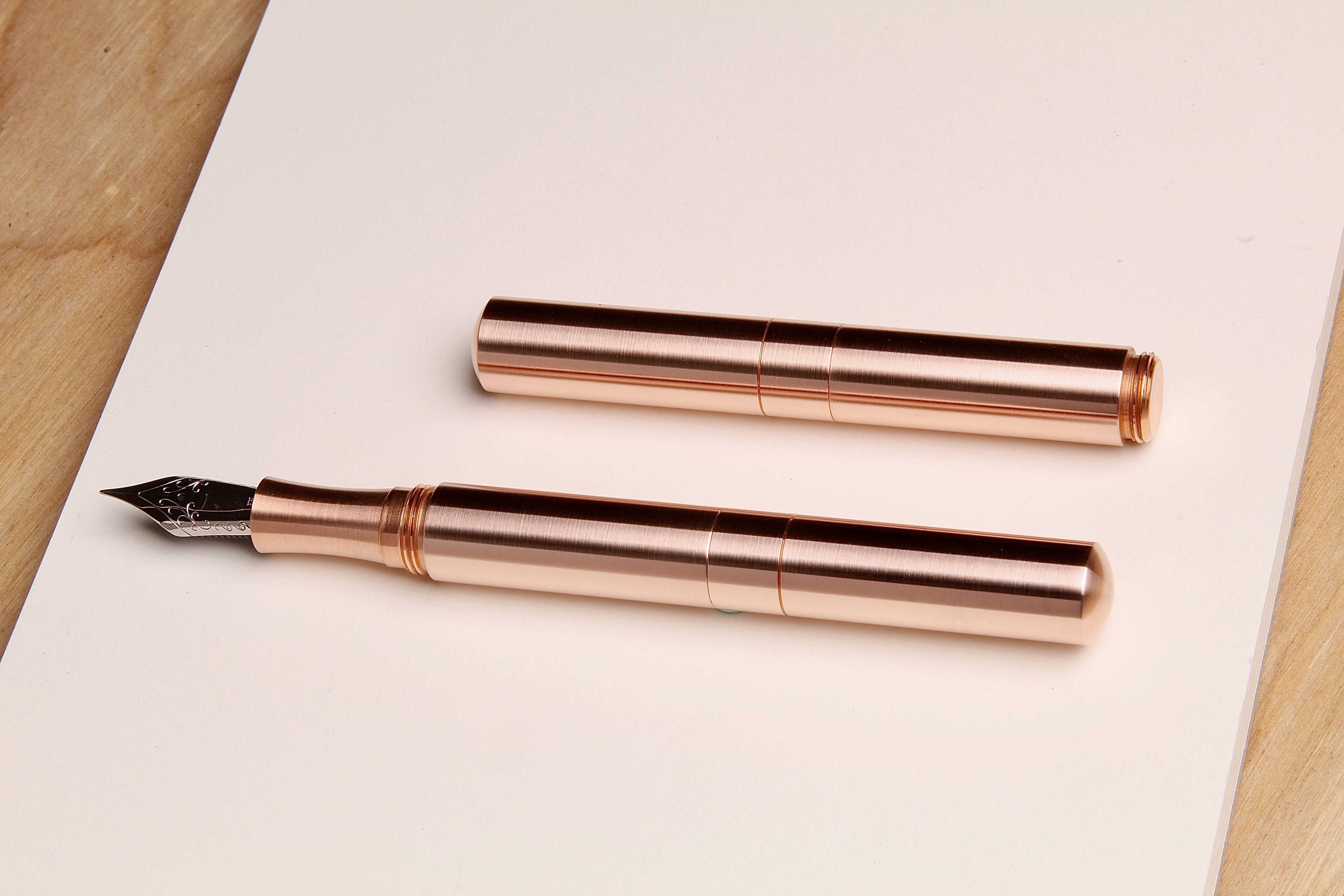 Solid Copper and Faceted Copper "Pocket Six" Fountain Pen