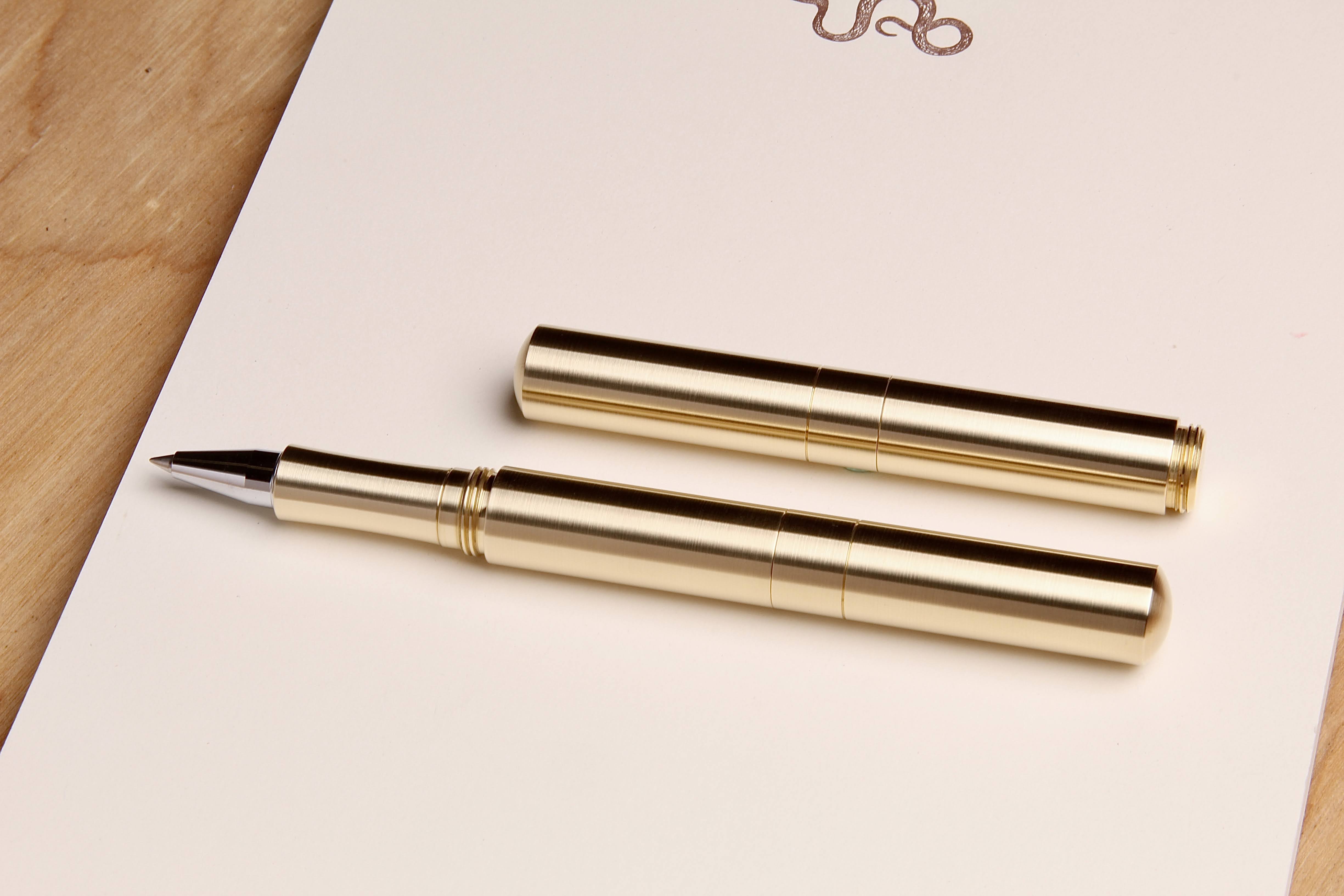 Solid Brass and Faceted Brass "Pocket Six" Fountain Pen