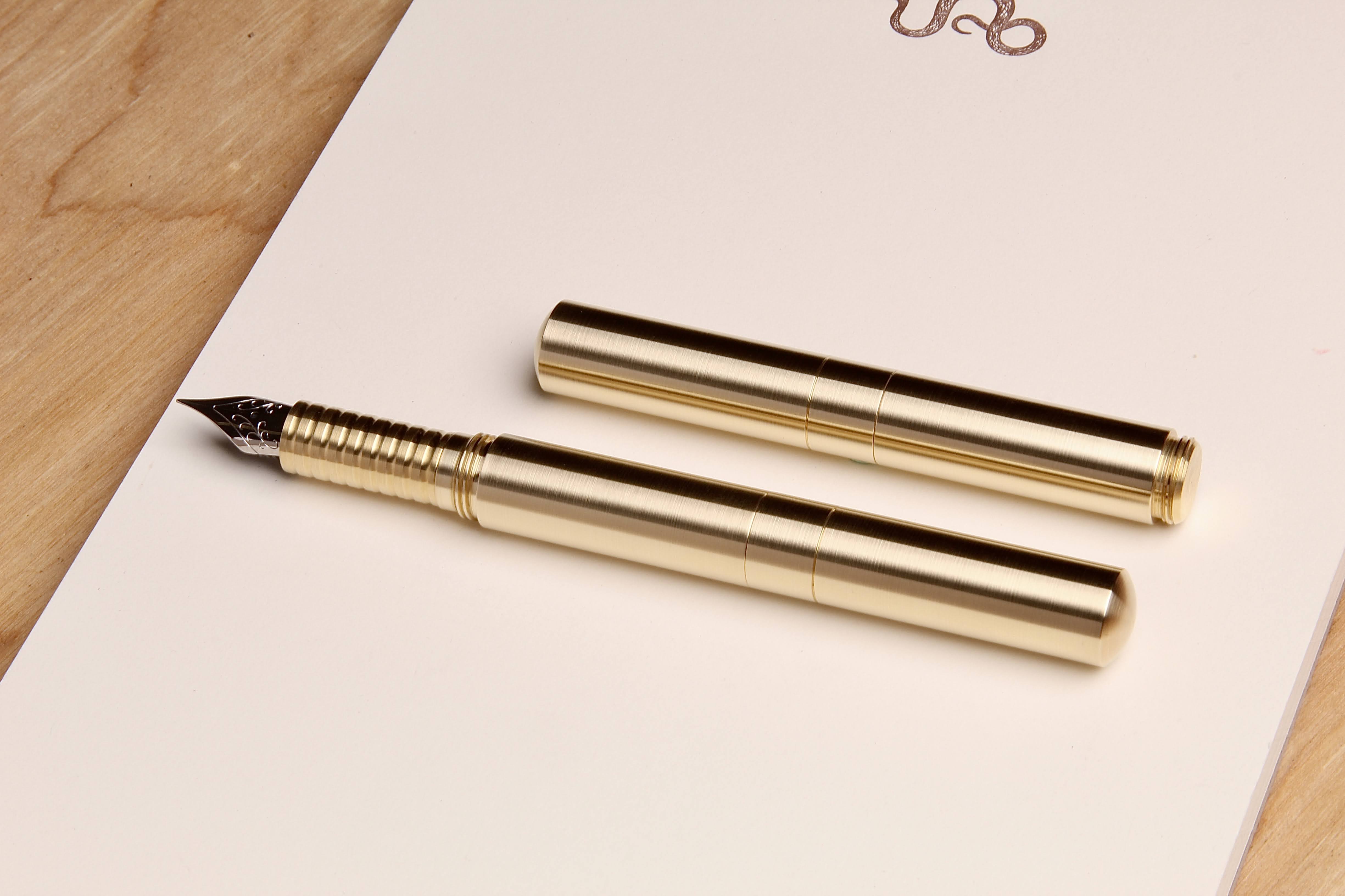 Solid Brass and Faceted Brass "Pocket Six" Fountain Pen