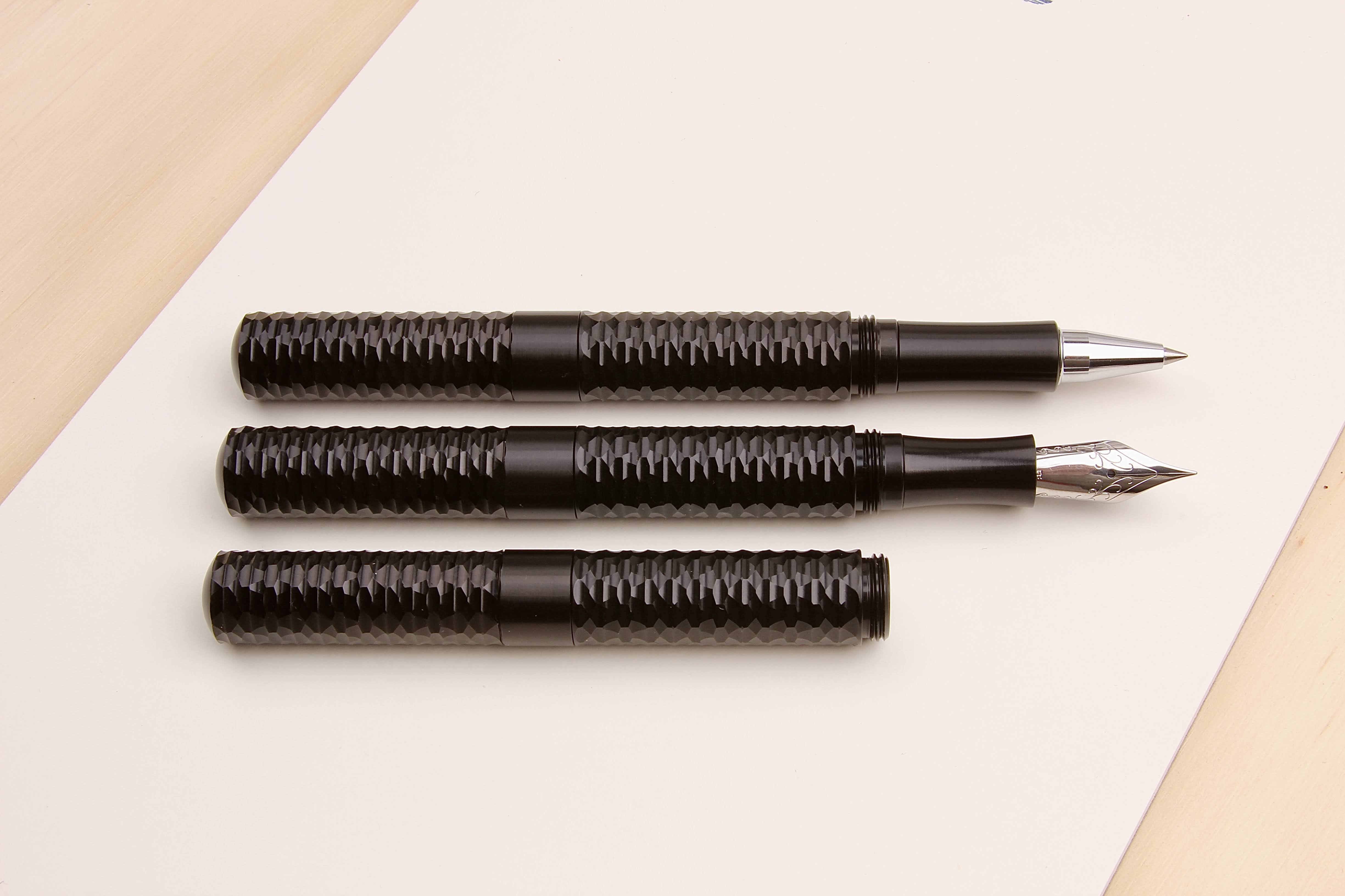 Anodized Aluminum Black Faceted "Pocket Six" Fountain Pen