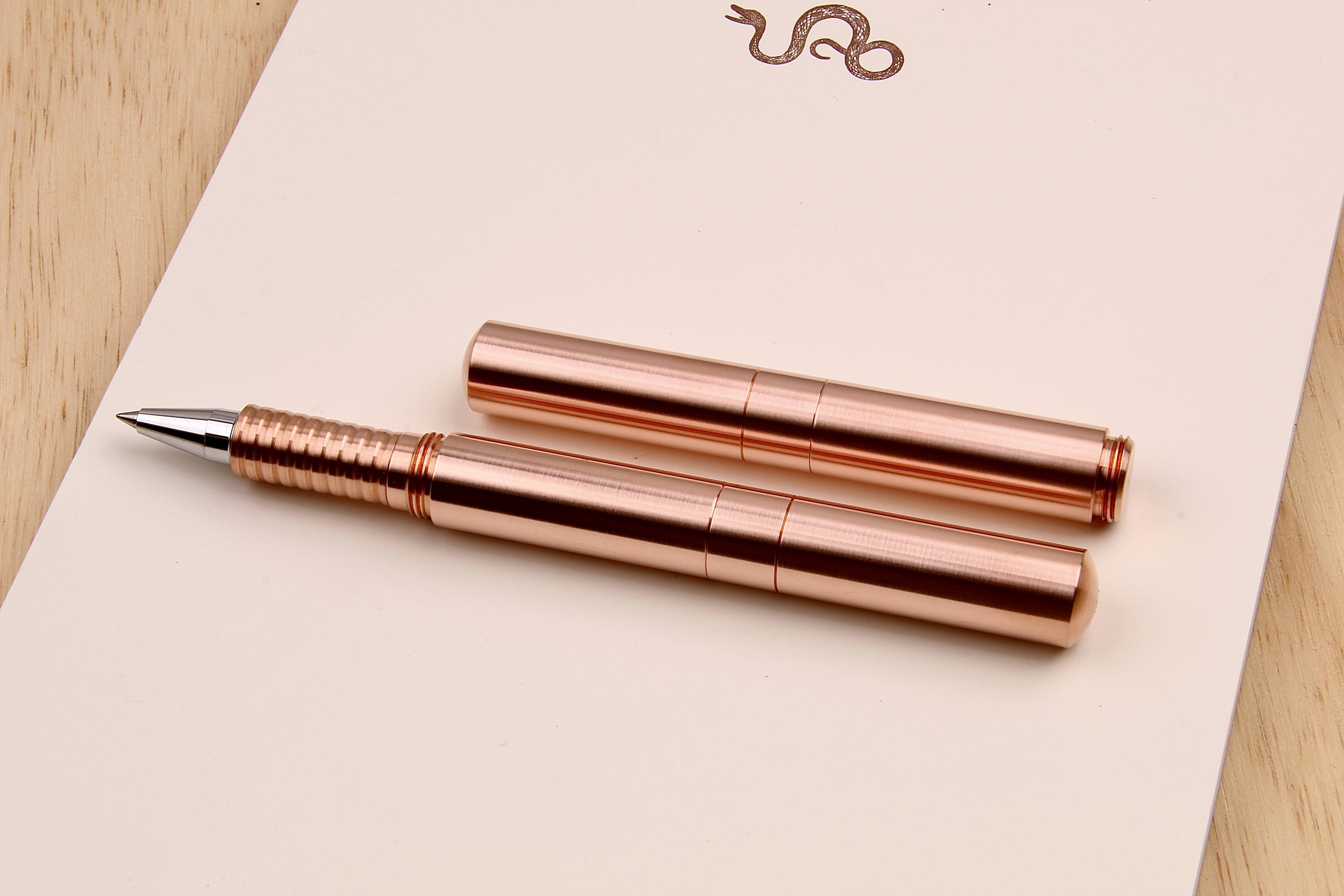 Solid Copper and Faceted Copper  "Pocket Six" Inkball Pen