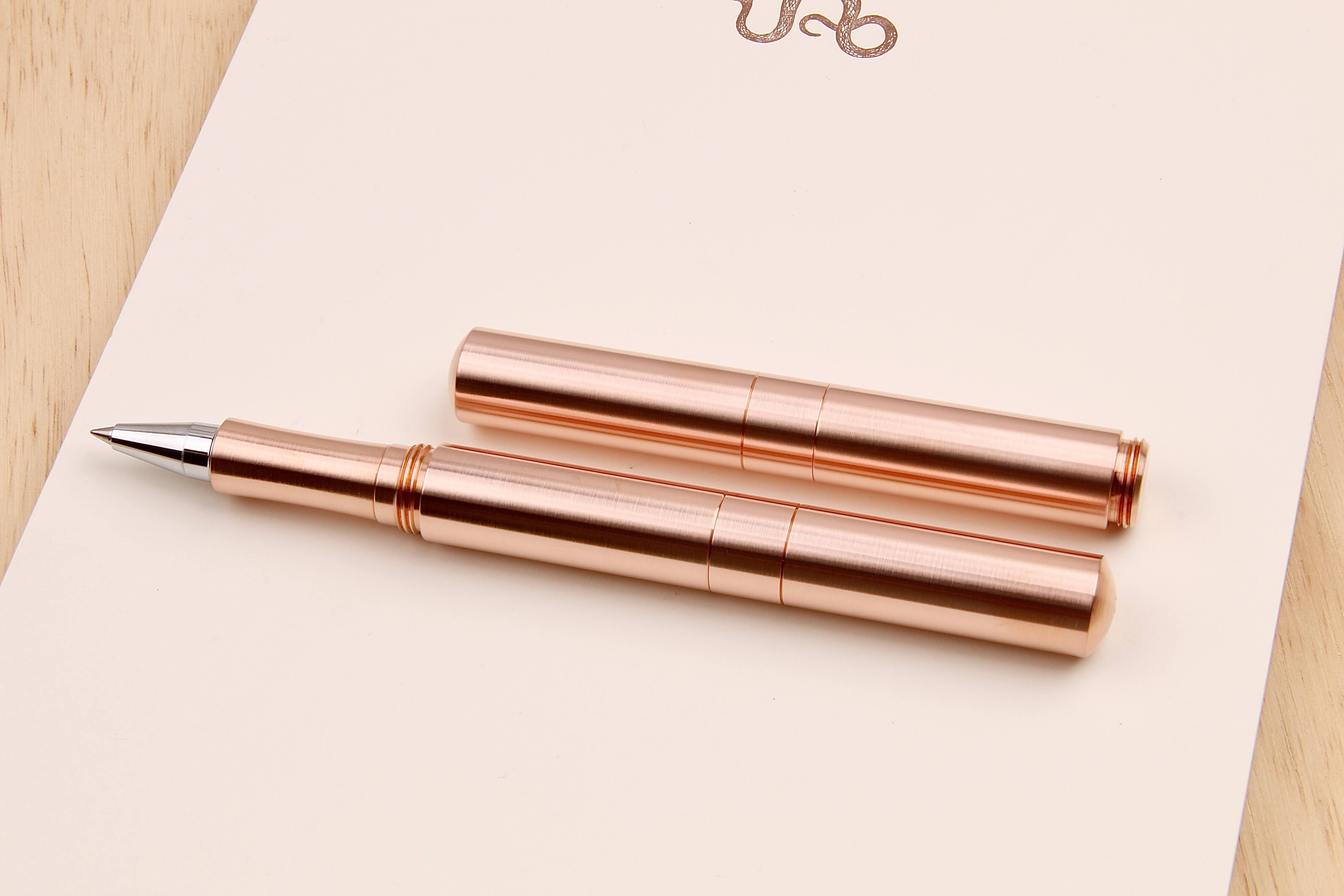 Solid Copper and Faceted Copper  "Pocket Six" Inkball Pen