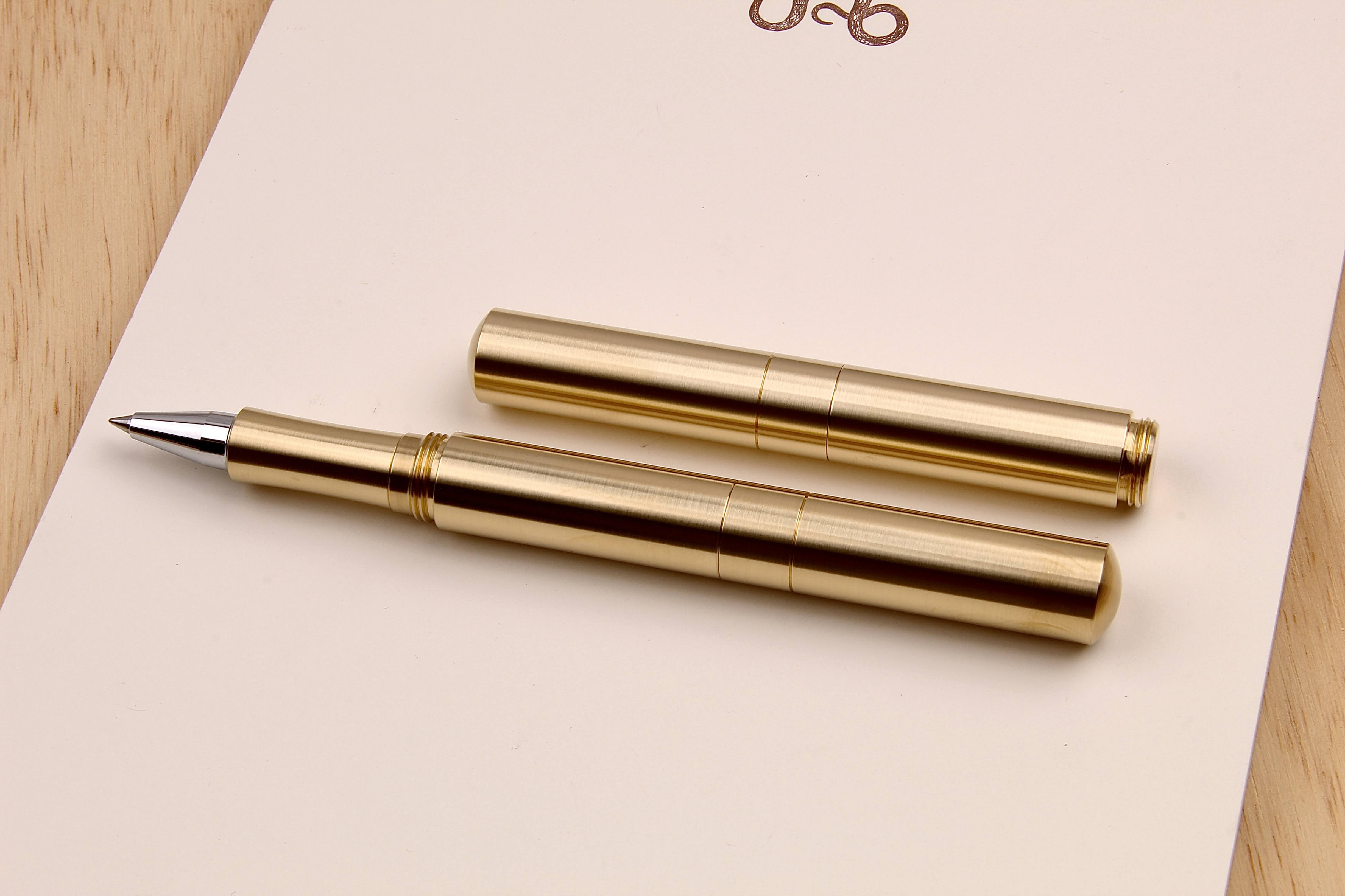 Solid Brass and Faceted Brass Pocket Six Rollerball Pens