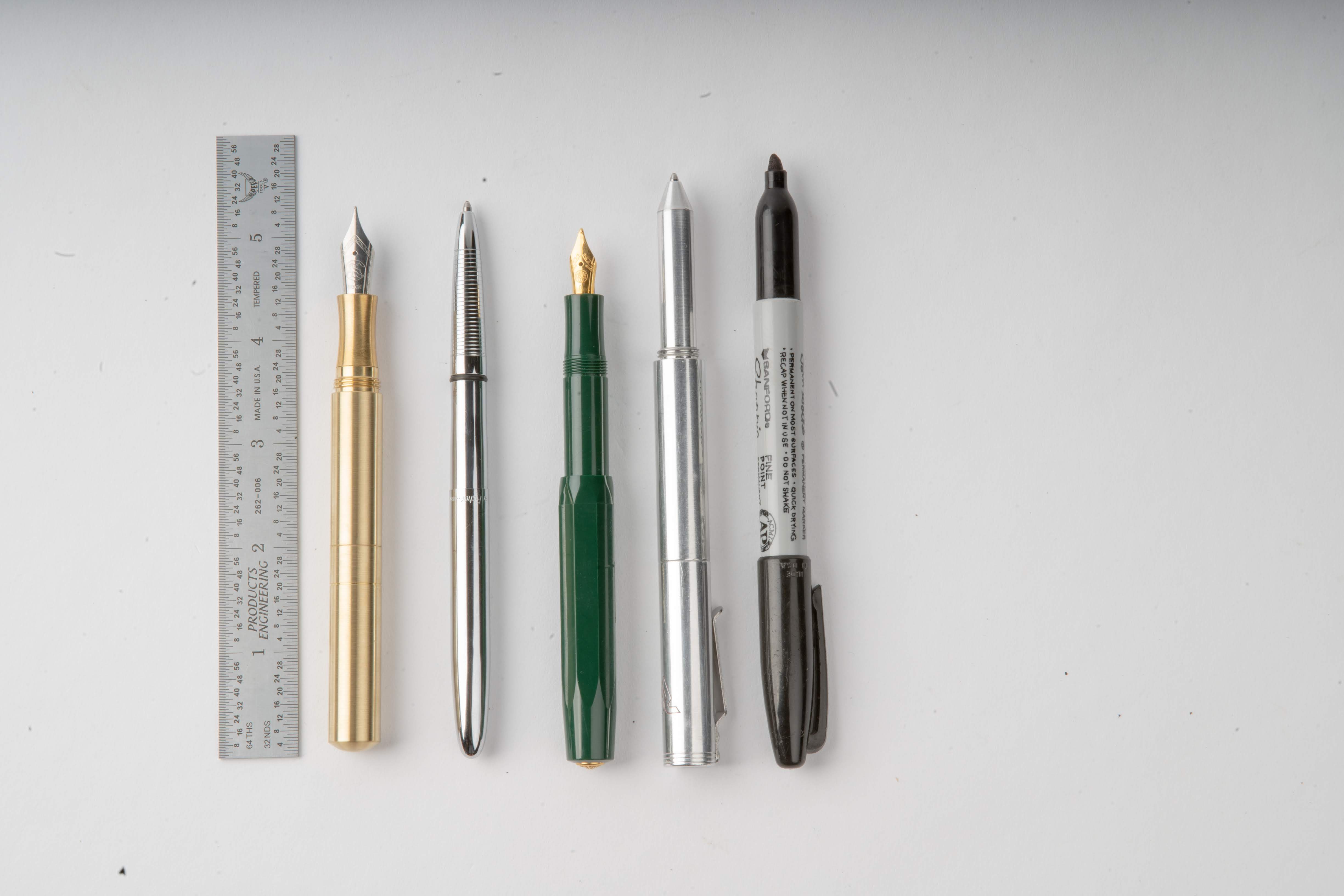 Solid Brass and Faceted Brass Pocket Six Rollerball Pens