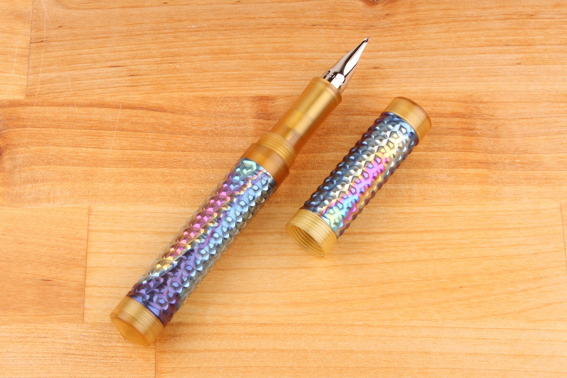 Titanium First Shell Faceted Titanium Shell Fountain Pen | Schon DSGN