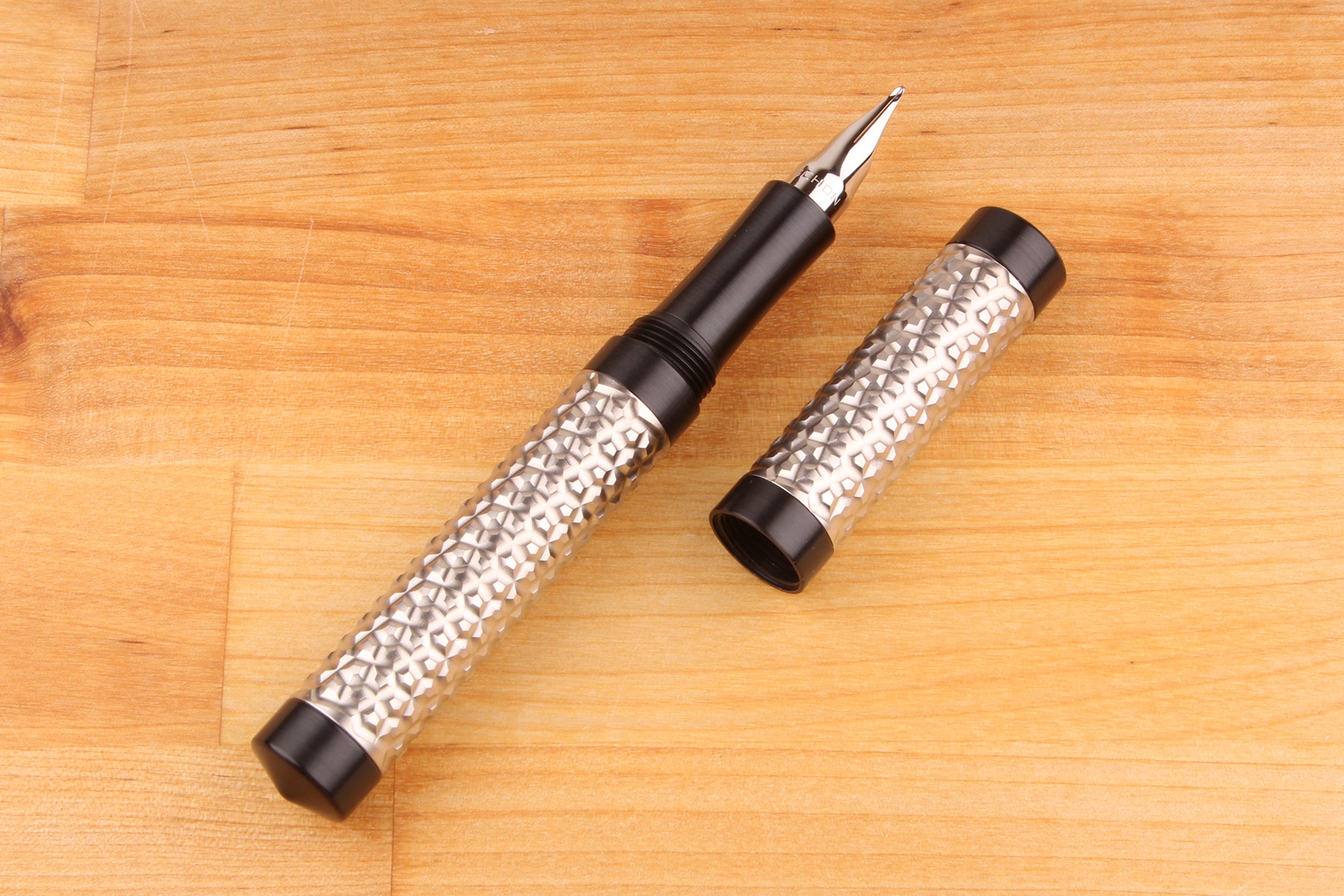 Titanium First Shell Faceted Titanium Shell Fountain Pen | Schon DSGN
