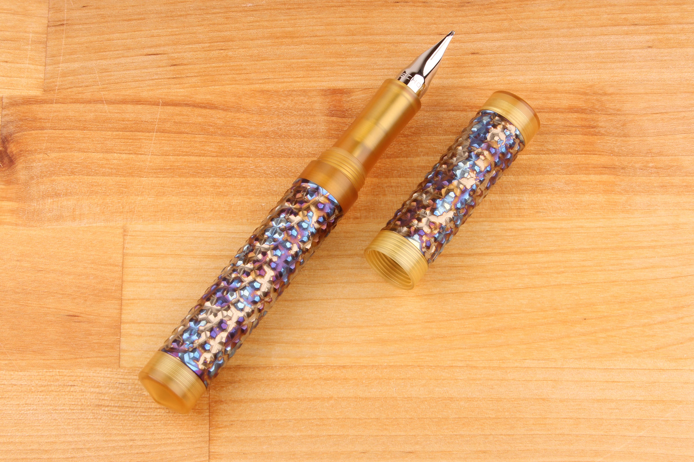 Titanium First Shell Faceted Titanium Shell Fountain Pen | Schon DSGN