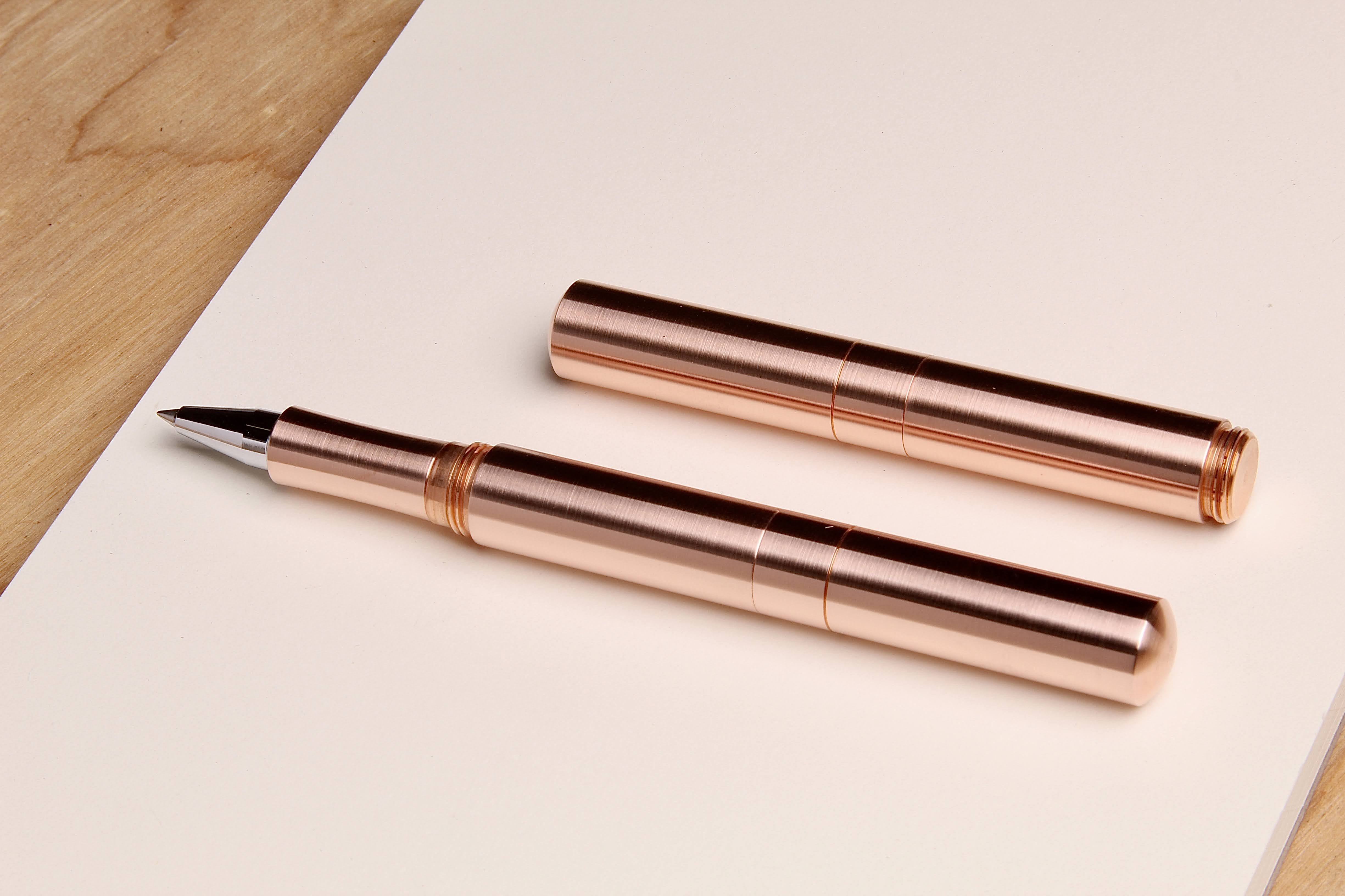 Solid Copper and Faceted Copper  "Pocket Six" Fountain Pen