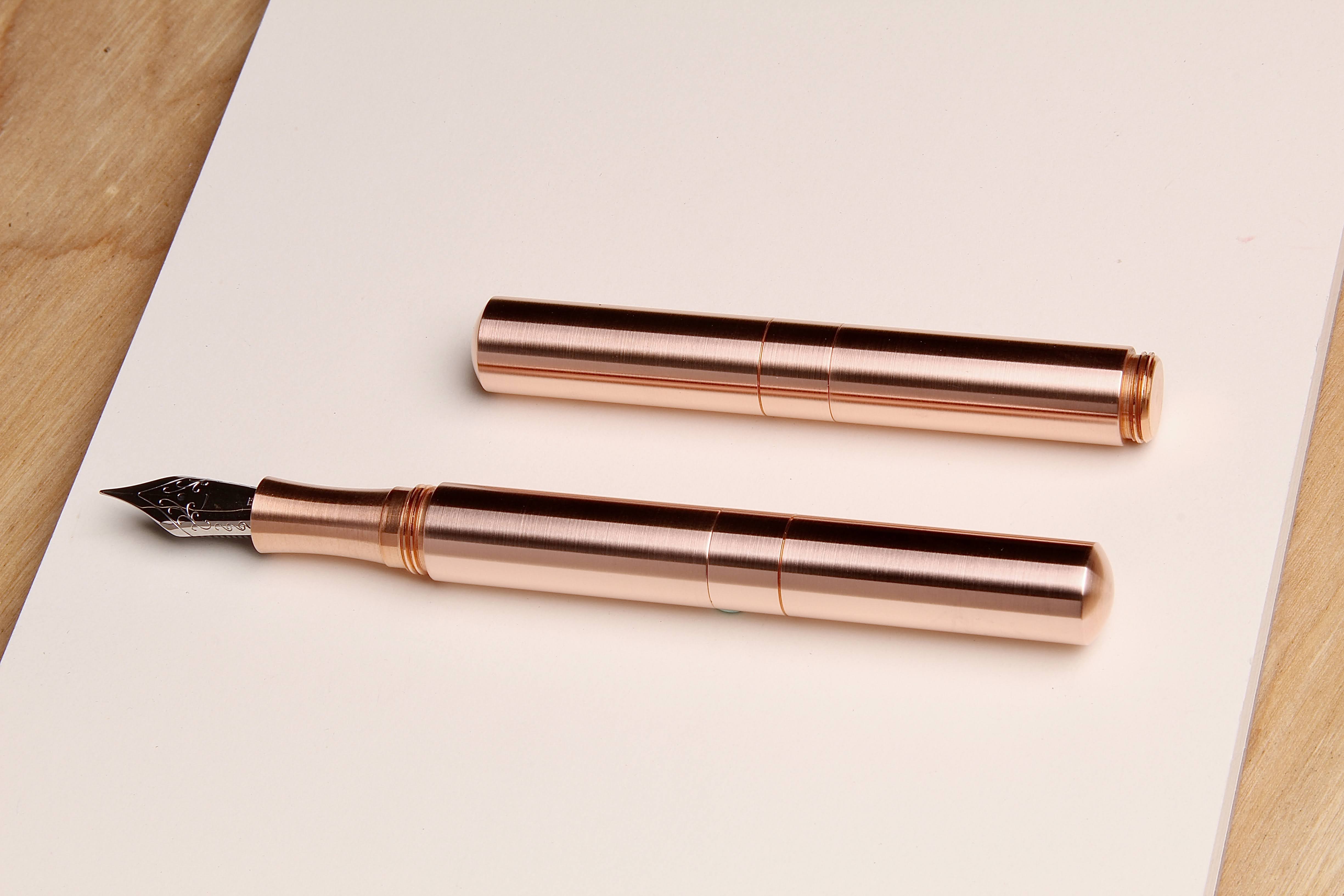 Solid Copper and Faceted Copper  "Pocket Six" Fountain Pen