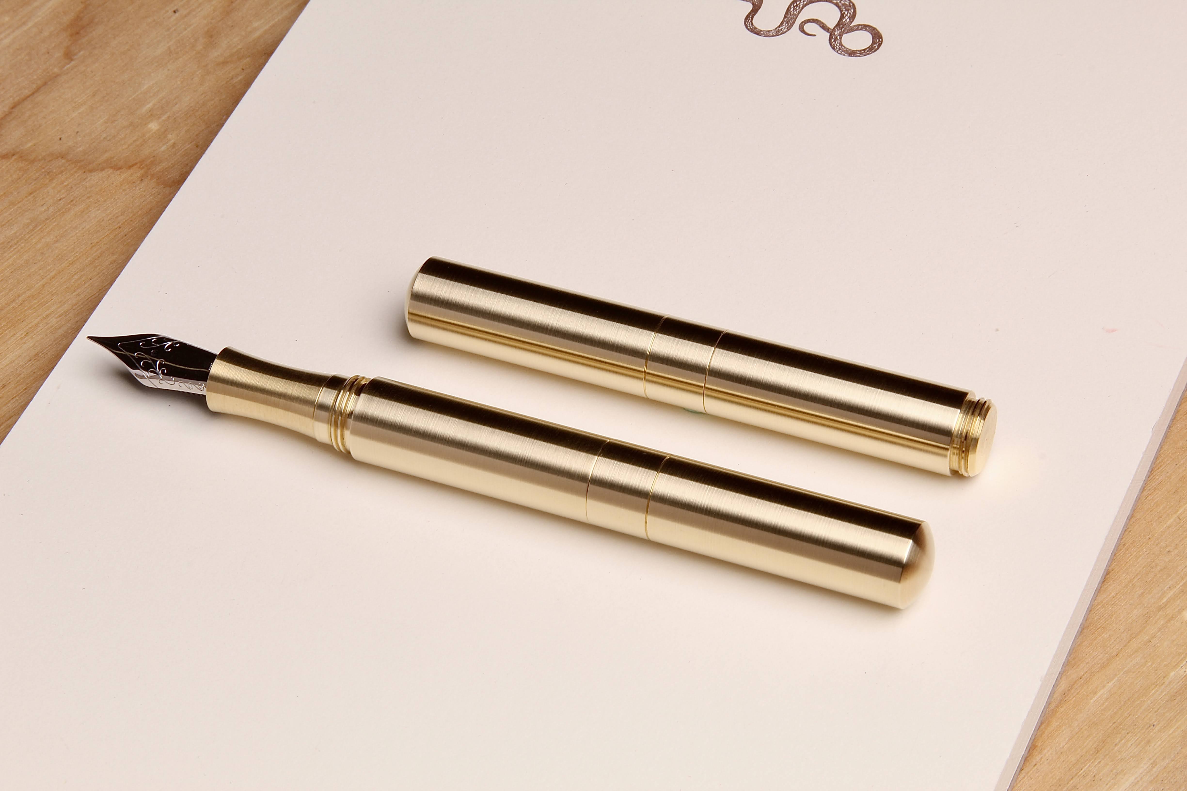 Solid Brass and Faceted Brass "Pocket Six" Fountain Pen