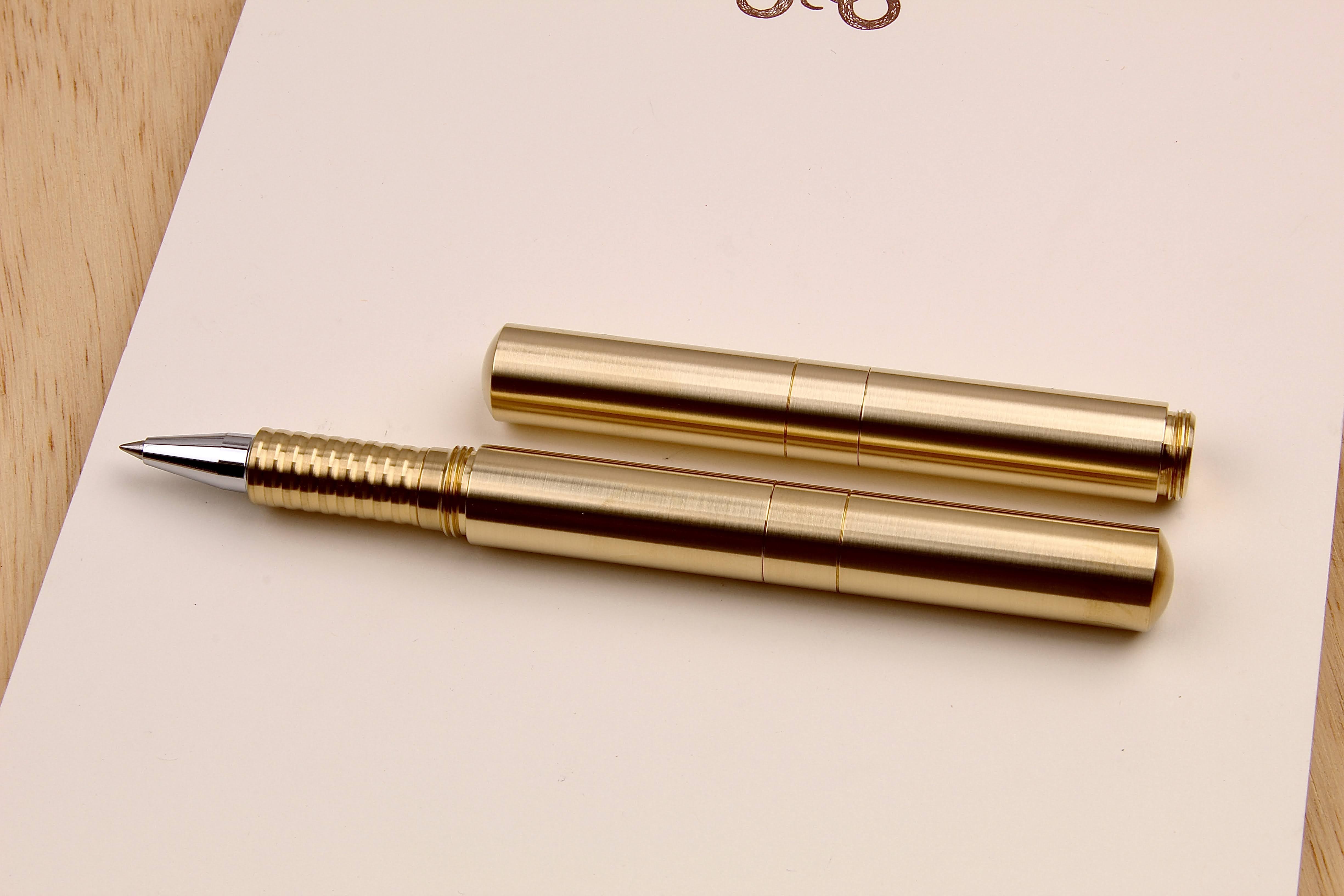 Solid Brass and Faceted Brass Pocket Six Rollerball Pens