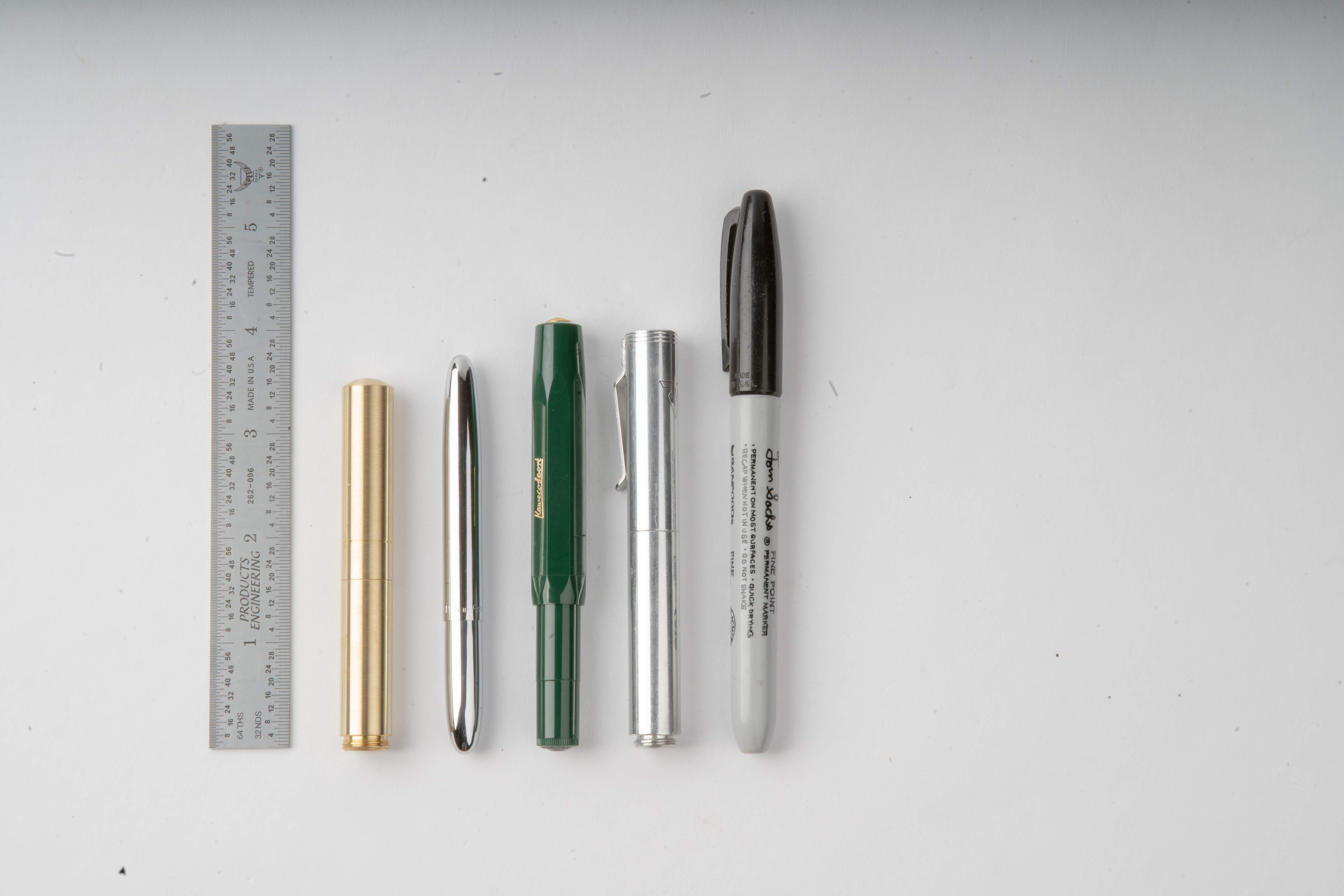 Solid Brass and Faceted Brass Pocket Six Rollerball Pens